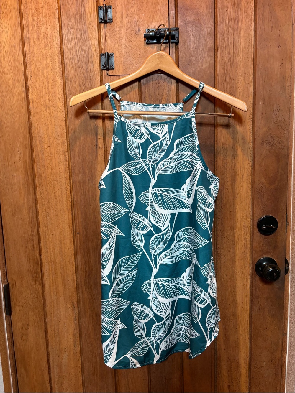 Women's Teal Leaf Print Chemise